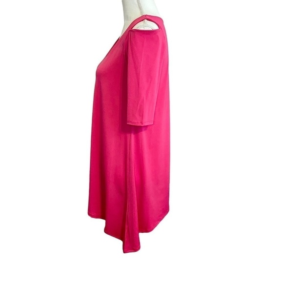 Astoria Born Bright Pink Cold Shoulder Slinky Top with Asymmetrical Hem. Med - Picture 2 of 8